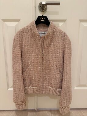 CHANEL Pink Tweed bomber jacket